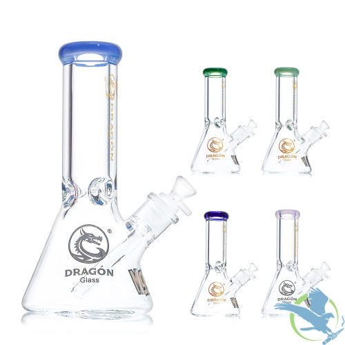 Dragon Glass Straight Tube Bong Water Pipe Beaker Base With Diffused Downstem & Ice Catcher - 840 Grams - 10 Inches - Assorted Colors [DGE-474]