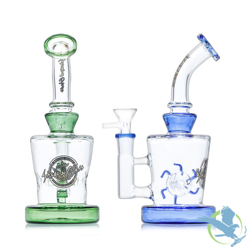 Shadow Glass Cylindrical Bent Neck & Donut Perc Water Pipe - 270 Grams - 8 Inches - Assorted Colors [SGE-188]
