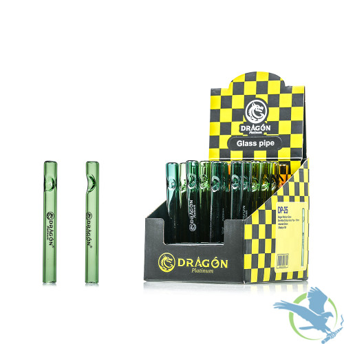 Dragon Platinum Glass One Hitter Chillum Hand Pipe - 105MM - Assorted Colors - Display of 24 [DP-25]
