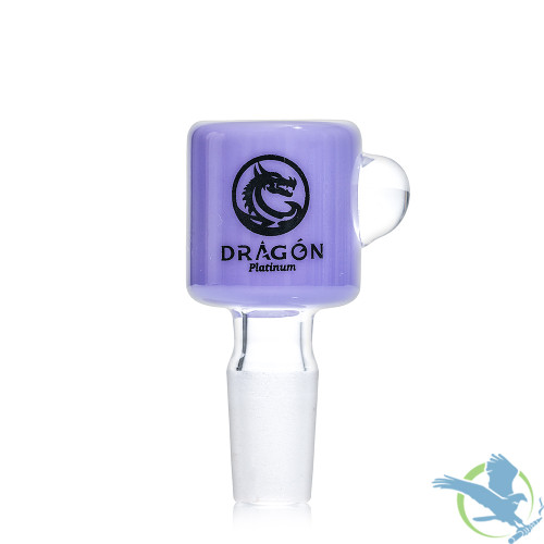 Dragon Platinum Square Cup Glass Bowl With Frosted Joint - 14MM Male - Assorted Colors - Display of 11 [DGO-101]