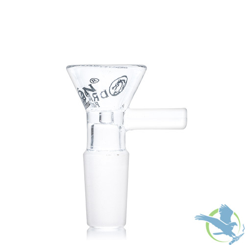 Dragon Platinum Funnel Glass Bowl With Frosted Joint & Rod Handle - 14MM Male - Assorted Colors - Display of 4 [DGO-104]