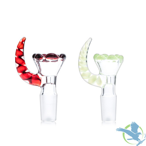 Dragon Glass Horn Screen Bowl With Frosted Joint - 14MM Male - Assorted Colors - Display of 2 [DGO-107]