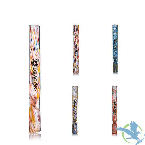 Dragon Platinum Swirled Pattern Glass One Hitter Chillum Hand Pipe - 4 Inches - Assorted Colors - Display of 11 [OH-06]