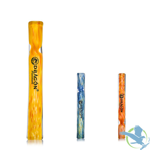 Dragon Platinum Swirled Pattern Glass One Hitter Chillum Hand Pipe - 4 Inches - Assorted Colors - Display of 7 [OH-07]