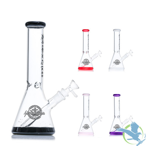 Shadow Glass Beaker Bong Water Pipe With Diffused Downstem & Ice Catcher - 350 Grams - 10 Inches - Assorted Colors [SGE-208]