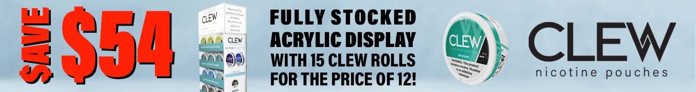 CLEW Nicotine Pouches - 20 Pouches Per Can - Acrylic Assorted Display of 75 Cans