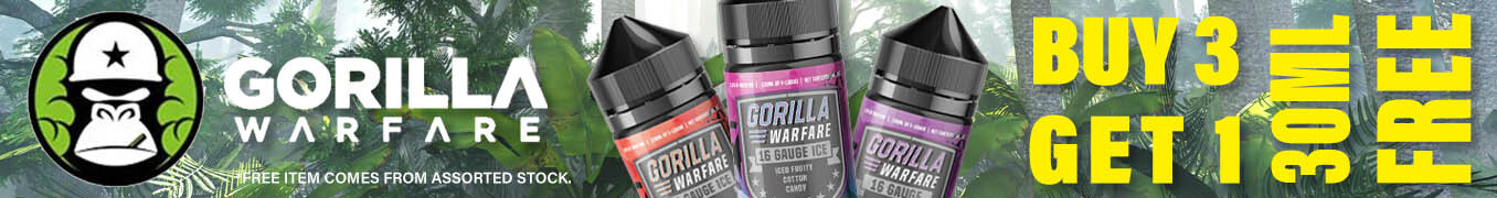 Gorilla Warfare Buy 3 30ML E-Liquids Get 1 30ML E-Liquid Free