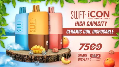 SWFT iCON 7500 Puffs Prefilled Nicotine Salt Rechargeable Smart Display Disposable Device 
