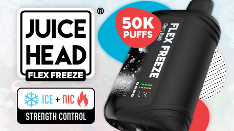 Juice Head Flex Freeze 24ML 50K Puffs Disposable Device With Ice + Nicotine Control & Mega 3D Screen