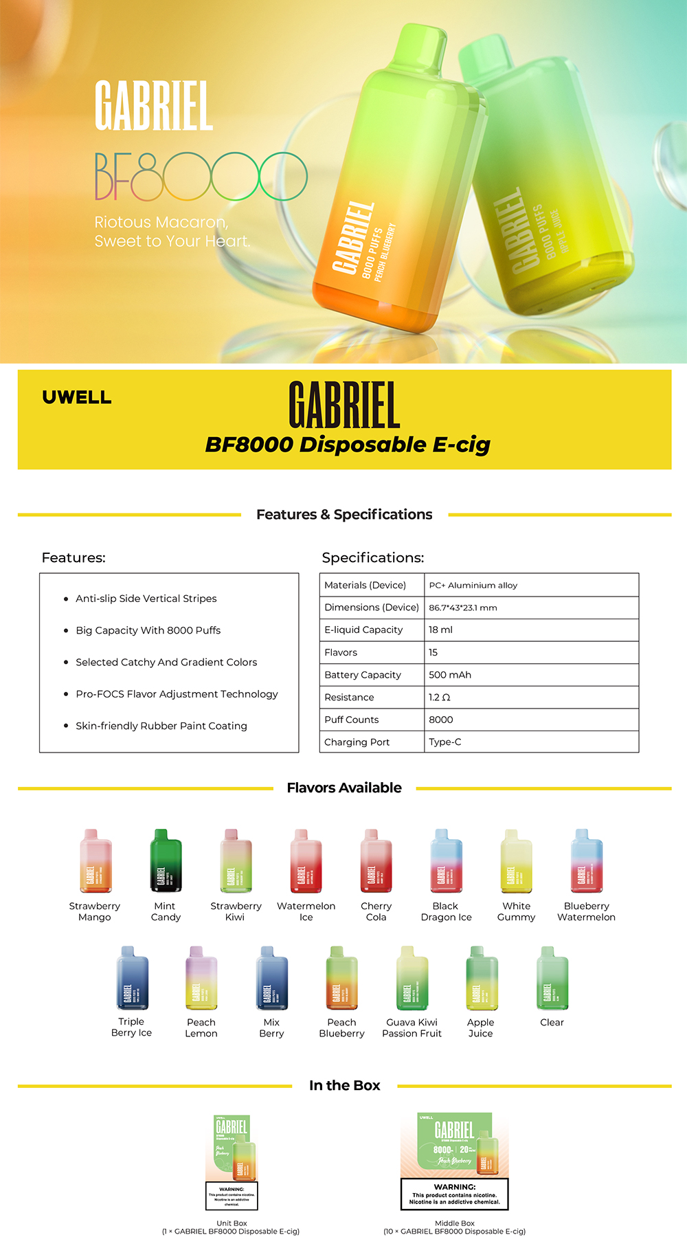 Gabriel BF8000 Disposable Ecigs