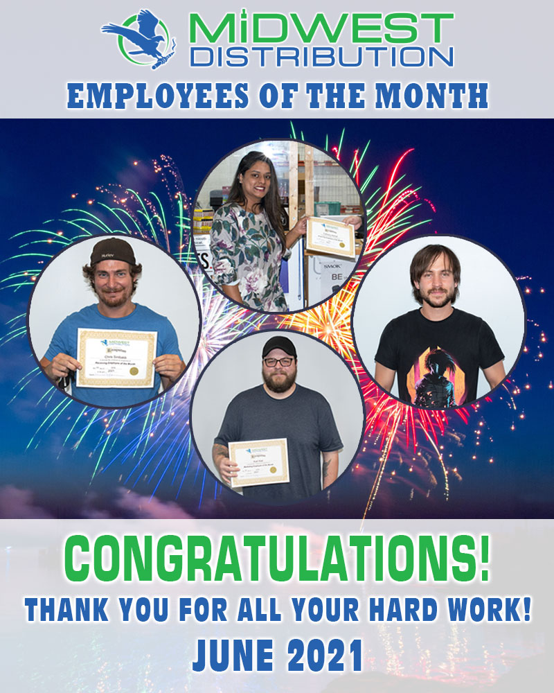 Midwest Distribution Inc June 2021 Employees of the Month
