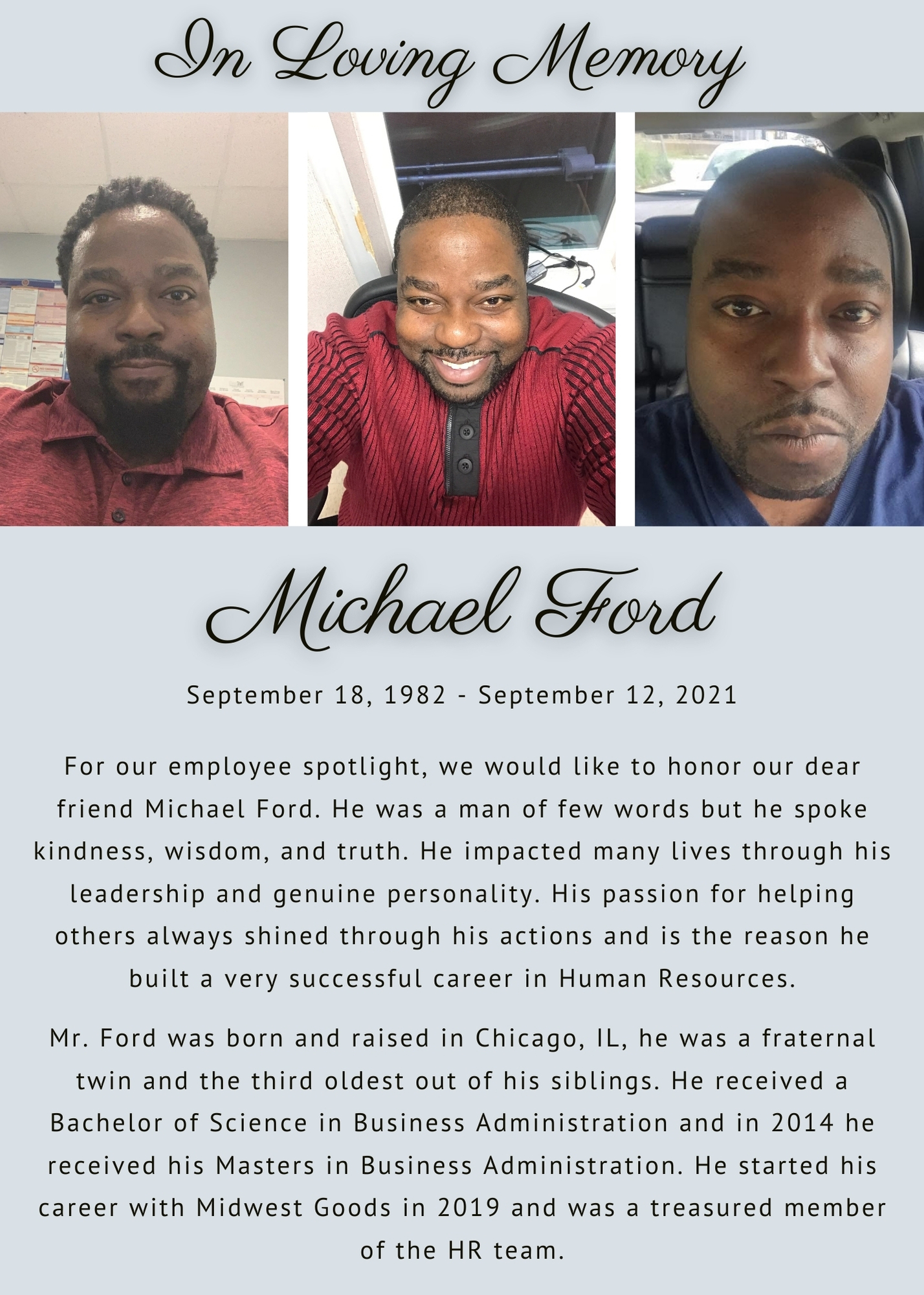 September 2021 Midwest Employee Spotlight Michael Ford