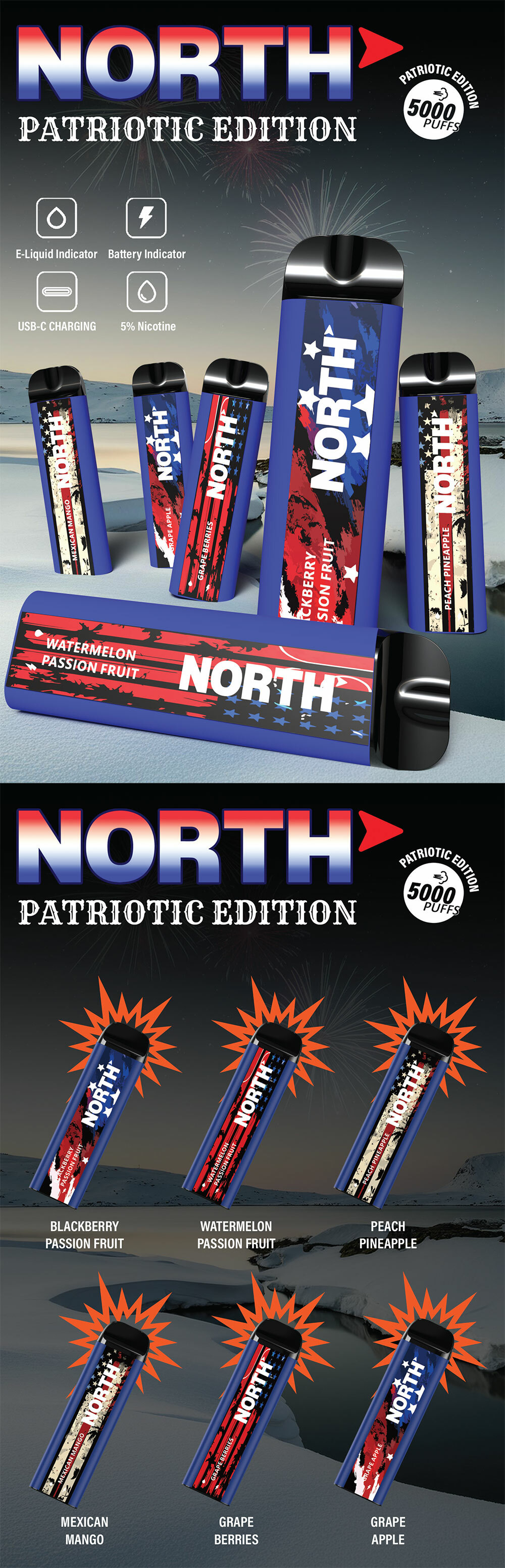 North Patriotic Edition Disposable Ecigs Wholesale