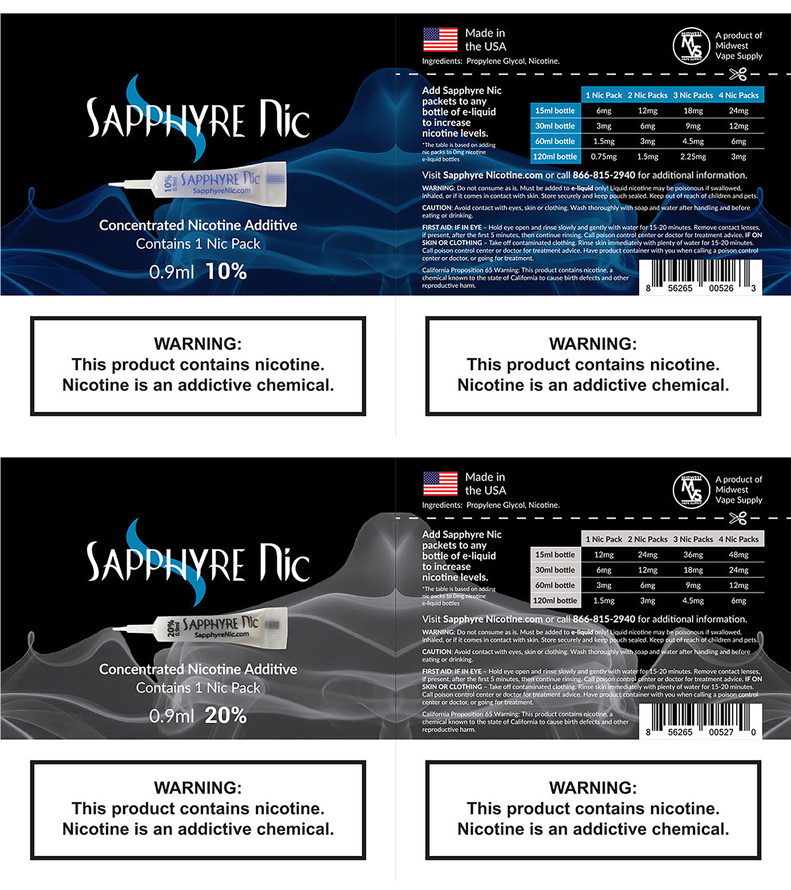 Sapphyre Nic 0.9ML Concentrated Nicotine Additive - Display of 50