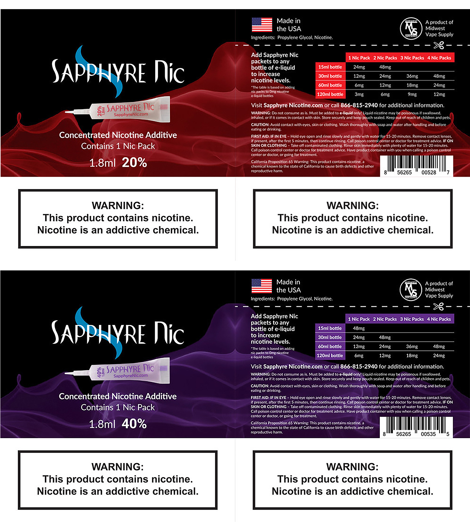 Sapphyre Nic 1.8ML Concentrated Nicotine Additive - Display of 50