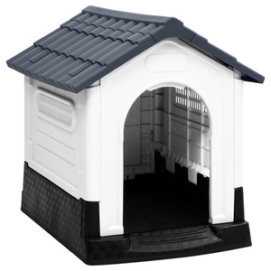 Dog House Grey, White, Black Polypropylene Small Durable A949-152228 Dog House Grey, White, Black Polypropylene Small Durable A949-152228