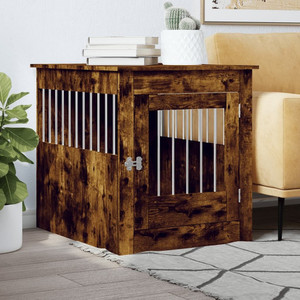 Dog Crate Furniture Smoked Oak Engineered wood, steel A949-838334 Dog Crate Furniture Smoked Oak Engineered wood, steel A949-838334