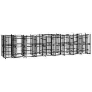 Dog Kennel Black Powder-coated steel Extra Large Durable A949-3097944 Dog Kennel Black Powder-coated steel Extra Large Durable A949-3097944