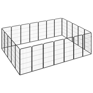 Dog Playpen Black Powder-coated steel Large Collapsible A949-3115962 Dog Playpen Black Powder-coated steel Large Collapsible A949-3115962