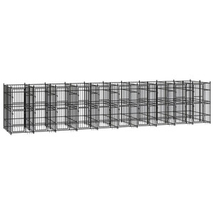 Dog Kennel Black Powder-coated steel 198.5 sq ft Durable A949-3097945 Dog Kennel Black Powder-coated steel 198.5 sq ft Durable A949-3097945