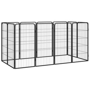 Dog Playpen Black Powder-coated Steel Large Height-Adjustable A949-3115959 Dog Playpen Black Powder-coated Steel Large Height-Adjustable A949-3115959