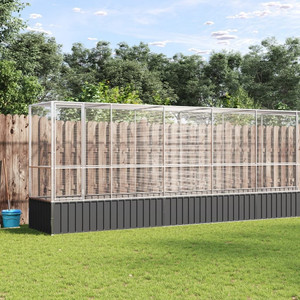 Aviary with Extension Silver 492.3"x42.1"x83.5" Steel A949-3214271 Aviary with Extension Silver 492.3"x42.1"x83.5" Steel A949-3214271