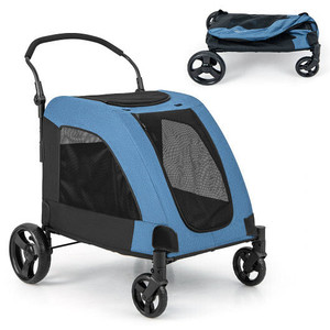 4 Wheels Extra Large Dog Stroller Foldable Pet Stroller with Dual Entry-Gray B593-PW10082 4 Wheels Extra Large Dog Stroller Foldable Pet Stroller with Dual Entry-Gray B593-PW10082