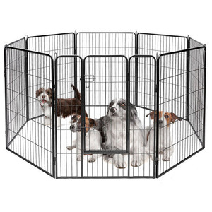 8 Metal Panel Heavy Duty Pet Playpen Dog Fence with Door-48 inches - Color: Black - Size: 48 inches D681-PS7442 8 Metal Panel Heavy Duty Pet Playpen Dog Fence with Door-48 inches - Color: Black - Size: 48 inches D681-PS7442