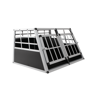 Double Doors Pet Car Transport Cage Aluminium Puppy Travel Crate Box Trapezoidal Kennel Dog Cat Car T575-S0671348274 Double Doors Pet Car Transport Cage Aluminium Puppy Travel Crate Box Trapezoidal Kennel Dog Cat Car T575-S0671348274