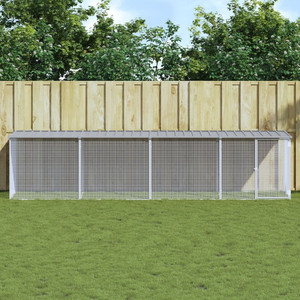 Chicken Cage with Roof Light Gray 158.7"x38.6"x35.4" Galvanized Steel A949-3189055 Chicken Cage with Roof Light Gray 158.7"x38.6"x35.4" Galvanized Steel A949-3189055
