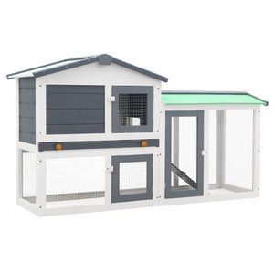 Rabbit Hutch White and Grey Solid Fir Wood Large Rabbit Hutch A949-170840 Rabbit Hutch White and Grey Solid Fir Wood Large Rabbit Hutch A949-170840