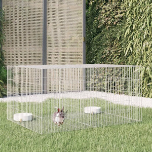 Rabbit Cage Silver Galvanized Iron 43.3 x 31.1 x 21.3 in A949-171568 Rabbit Cage Silver Galvanized Iron 43.3 x 31.1 x 21.3 in A949-171568