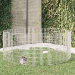 Animal Enclosure Silver Galvanized Iron 12-Panel Collapsible A949-171580 Animal Enclosure Silver Galvanized Iron 12-Panel Collapsible A949-171580