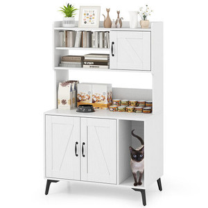 Large Cat Litter Box Enclosure with Display Storage Shelves-White - Color: White D681-PV10289WH Large Cat Litter Box Enclosure with Display Storage Shelves-White - Color: White D681-PV10289WH