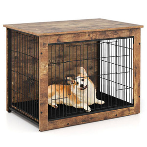 Dog Crate Furniture with Cushion and Double Doors for Small/Medium Dogs-33 Inches - Size: 32 inches D681-PU10065ES Dog Crate Furniture with Cushion and Double Doors for Small/Medium Dogs-33 Inches - Size: 32 inches D681-PU10065ES