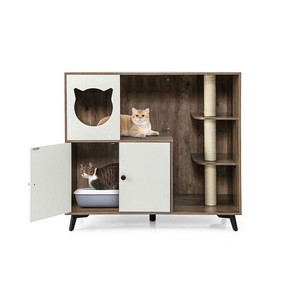 Cat Litter Box Enclosure with 3 Sisal Scratching Posts for Indoor Cats-Natural - Color: Natural D681-PV10135BN Cat Litter Box Enclosure with 3 Sisal Scratching Posts for Indoor Cats-Natural - Color: Natural D681-PV10135BN
