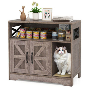 Cat Litter Box Enclosure Hidden Cat Washroom Furniture with Storage-Grey - Color: Gray D681-PV10330GR Cat Litter Box Enclosure Hidden Cat Washroom Furniture with Storage-Grey - Color: Gray D681-PV10330GR