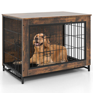 Dog Crate Furniture with Double Lockable Doors and Removable Pull-out Tray-M - Color: Rustic Brown D681-PU10055CF Dog Crate Furniture with Double Lockable Doors and Removable Pull-out Tray-M - Color: Rustic Brown D681-PU10055CF