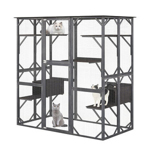 71 Inches Tall Outdoor Wooden Cat House with Weatherproof Asphalt Roof-Gray - Color: Gray D681-PV10076GR+ 71 Inches Tall Outdoor Wooden Cat House with Weatherproof Asphalt Roof-Gray - Color: Gray D681-PV10076GR+