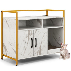 Hidden Cat Washroom with Double Doors and Scratch Cardboard-White - Color: White D681-PV10054MB Hidden Cat Washroom with Double Doors and Scratch Cardboard-White - Color: White D681-PV10054MB