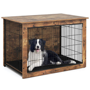 Dog Crate Furniture with Cushion and Double Doors for Small/Medium Dogs-37 Inches - Size: 37 inches D681-PU10066ES Dog Crate Furniture with Cushion and Double Doors for Small/Medium Dogs-37 Inches - Size: 37 inches D681-PU10066ES