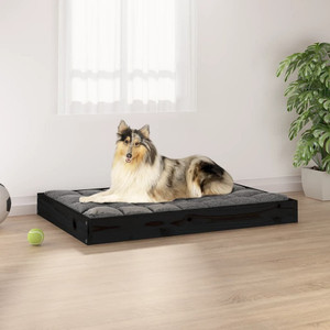 Dog Bed Black Solid Pine Wood Medium Durable Dog Bed A949-820865 Dog Bed Black Solid Pine Wood Medium Durable Dog Bed A949-820865