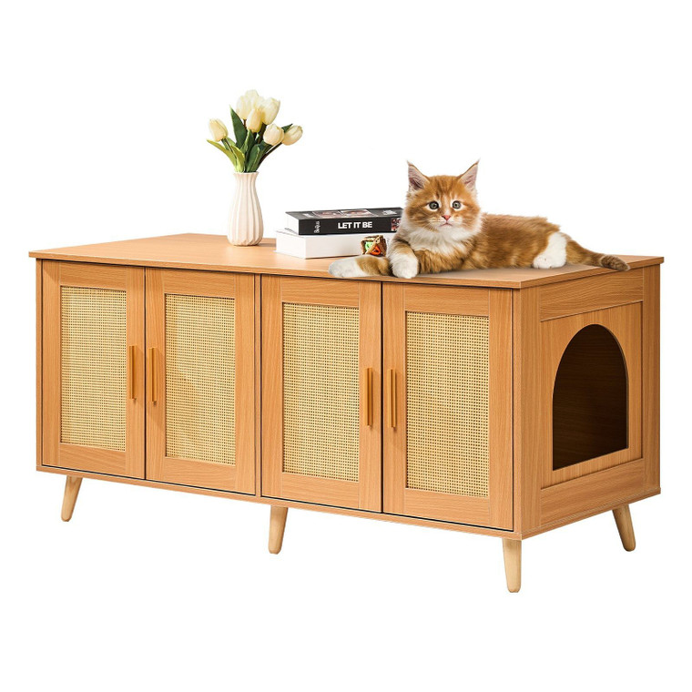 VEVOR Cat Litter Box Enclosure Wooden Litter Box Furniture Hidden for 2 Cats E415-JSDMMSPWQ472W1G51V0