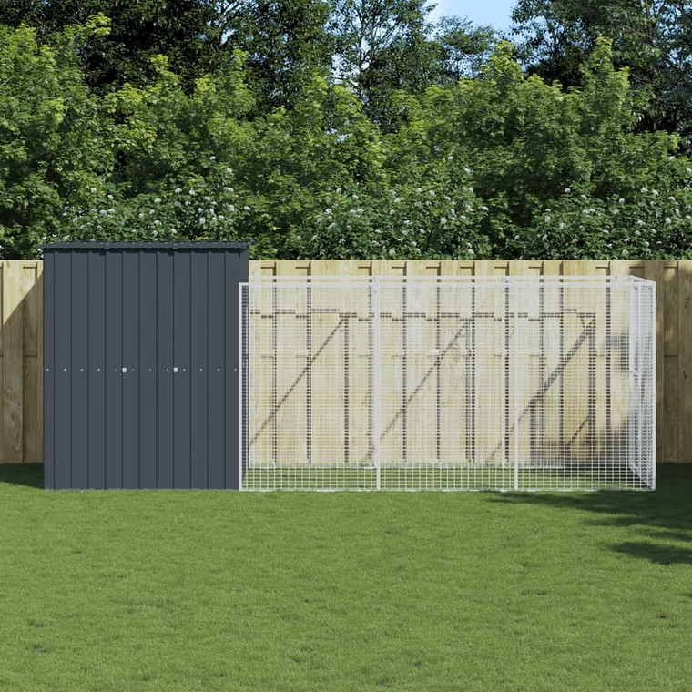 Dog House Anthracite Galvanized Steel Large Durable Dog House A949-3189099