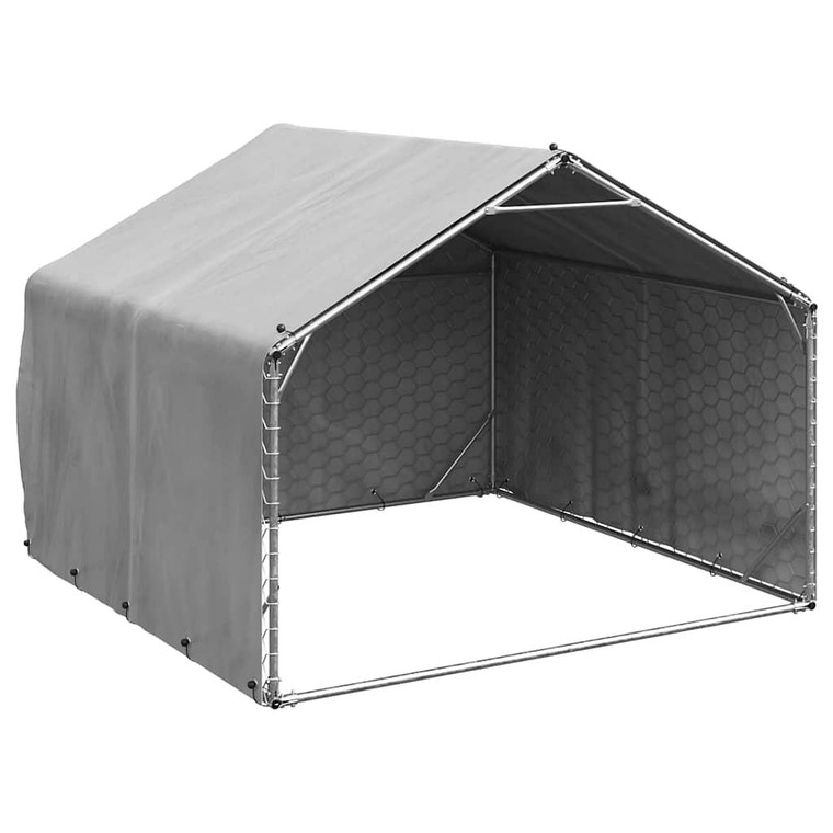 Outdoor Dog Kennel Silver Galvanized Steel Large A949-4105408