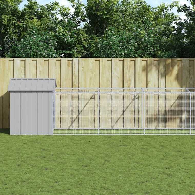 Dog House Light Gray Galvanized Steel Large Durable Dog House A949-3189067