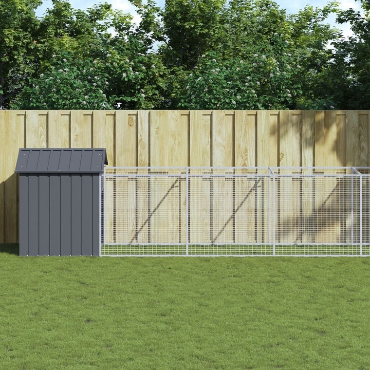 Dog House Anthracite Galvanized Steel Large Durable Dog House A949-3189060