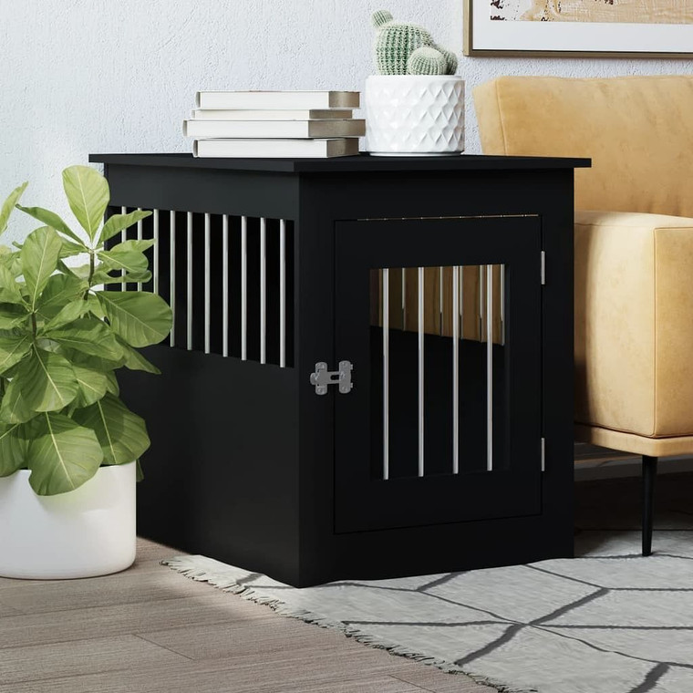 Dog Crate Furniture Black Engineered wood and steel A949-838317