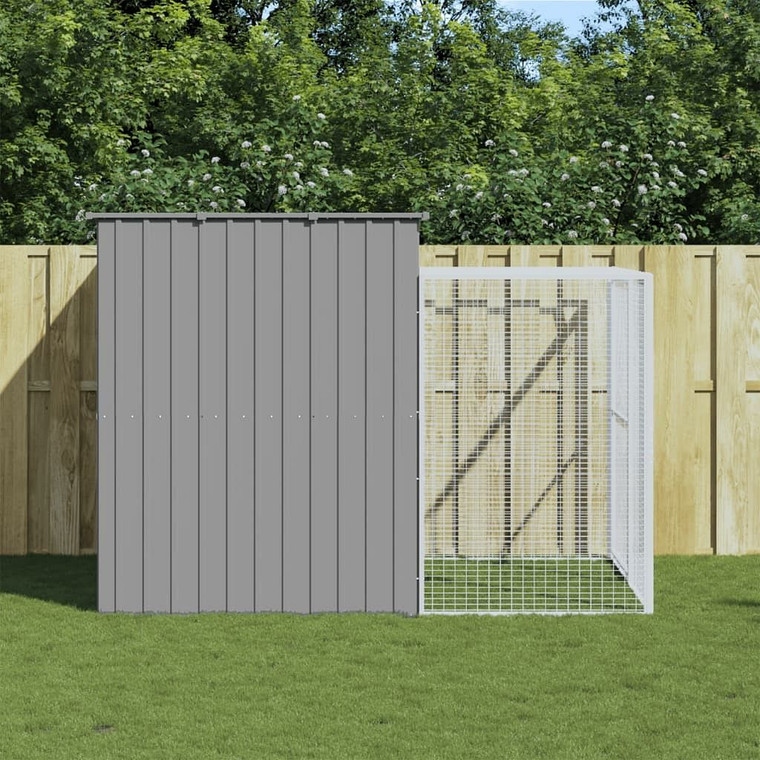 Dog House Light Grey Galvanized Steel Large Durable Dog House A949-3189137