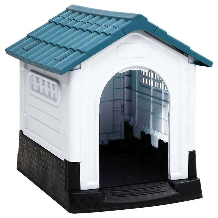 Dog House Blue, White, Black Polypropylene 22.4 x 26.8 x 26.0 in A949-152227